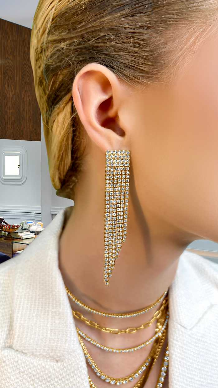 Glamour Cascade Drop Earrings in 14K Yellow Gold