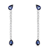 Sapphire Diamond Pear Drop Earrings in 14K Yellow Gold