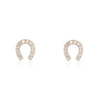 Lucky Charm Diamond Horseshoe Stud Earrings in 14K Yellow Gold