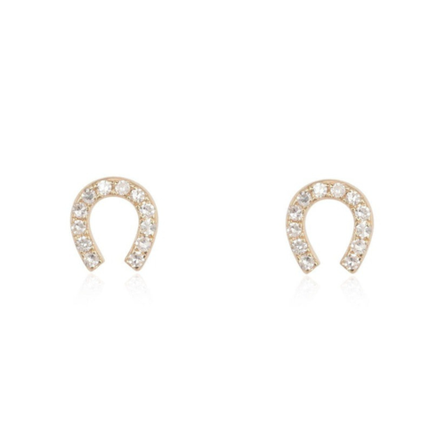 Lucky Charm Diamond Horseshoe Stud Earrings in 14K Yellow Gold
