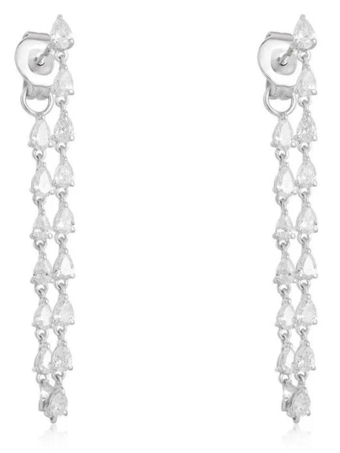 Pear Shape Diamond Hoop Earrings in 14K Yellow Gold