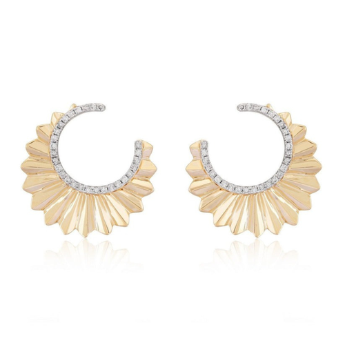 Emerald Heart Charm Hoop Earrings in 14K Yellow Gold