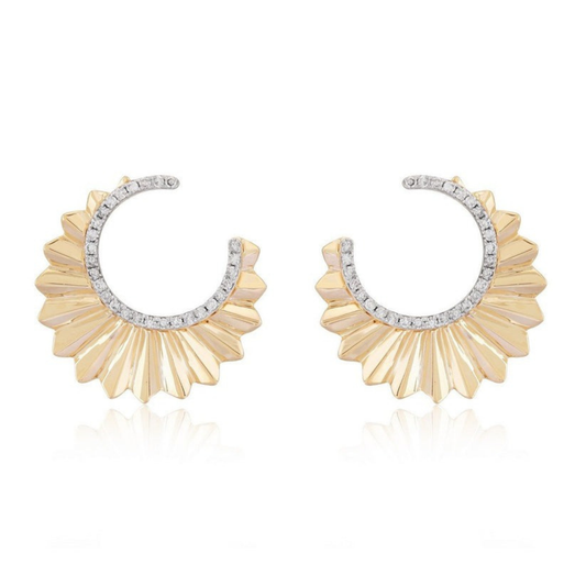 Emerald Heart Charm Hoop Earrings in 14K Yellow Gold