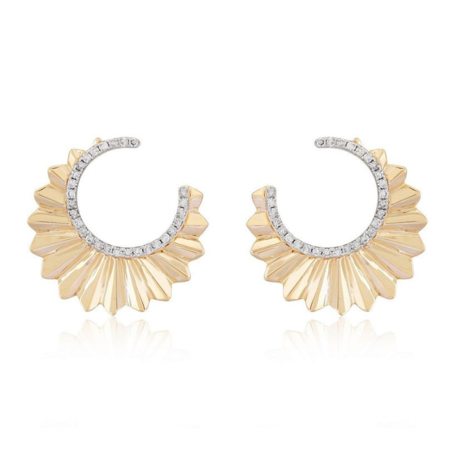 Emerald Heart Charm Hoop Earrings in 14K Yellow Gold