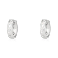 Baguette Huggie Diamond Hoop Earrings in 14K Yellow Gold