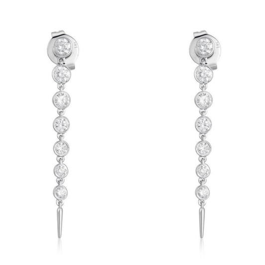 Eight Diamonds Luster Drop Earrings in 14K Yellow Gold