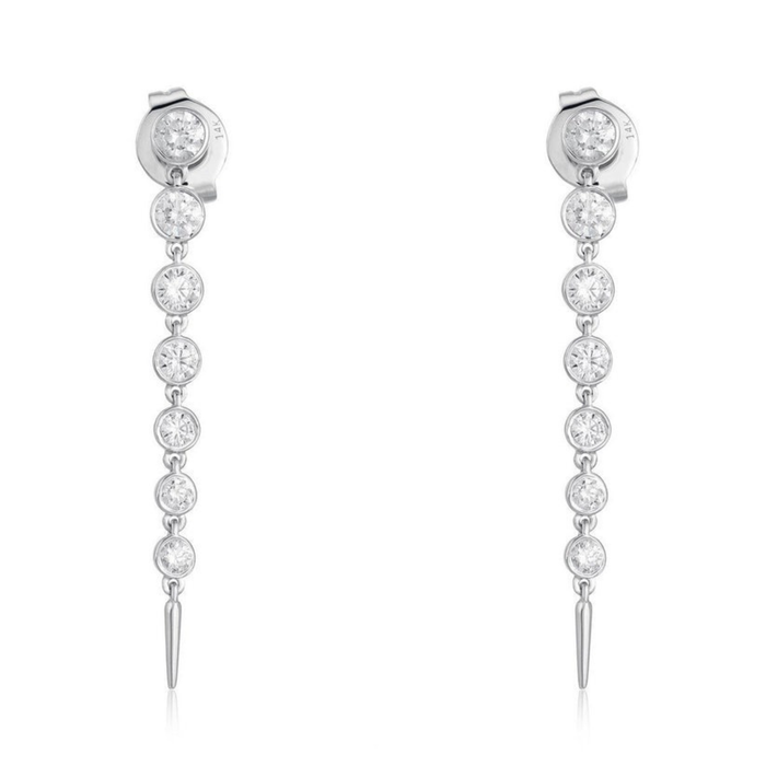Eight Diamonds Luster Drop Earrings in 14K Yellow Gold