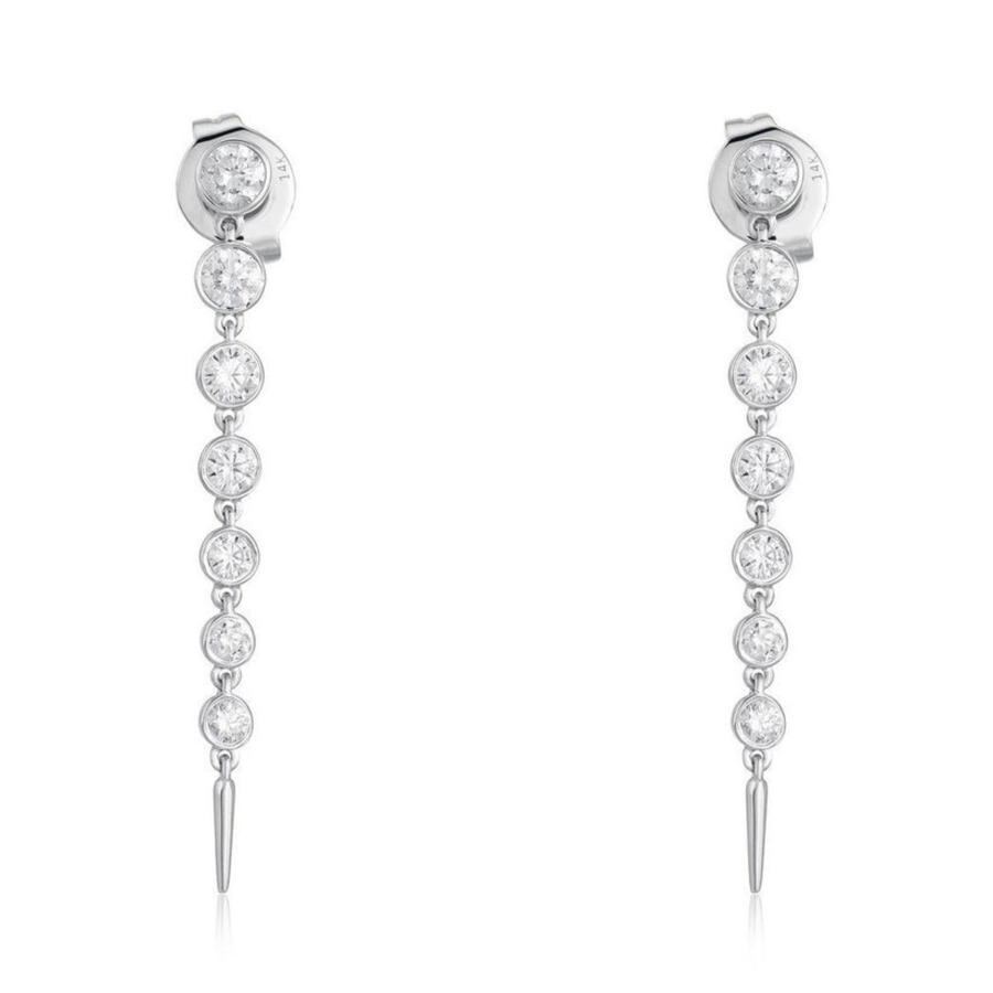 Eight Diamonds Luster Drop Earrings in 14K Yellow Gold