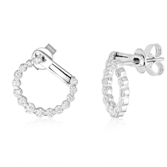 Bezel Set Diamond Circle Stud Earrings in 14K White Gold