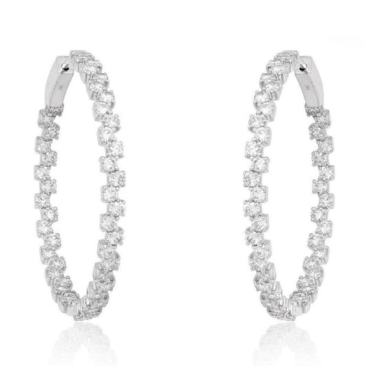 Eclipse Prong Diamond Hoop Earrings in 14K White Gold