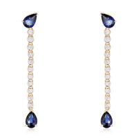 Sapphire Diamond Pear Drop Earrings in 14K Yellow Gold