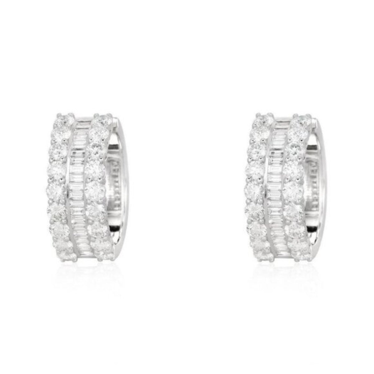 Diamond Huggie Earrings in 14K White Gold