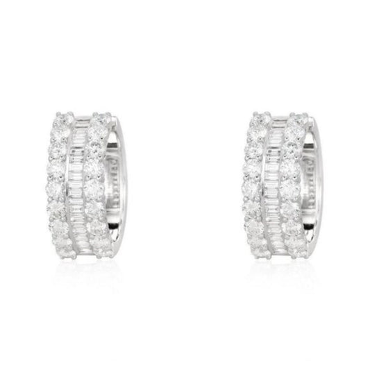 Diamond Huggie Earrings in 14K White Gold