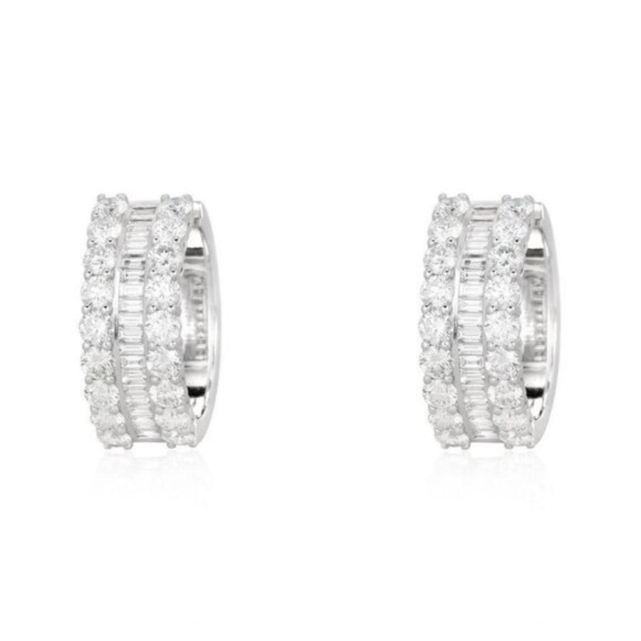 Diamond Huggie Earrings in 14K White Gold