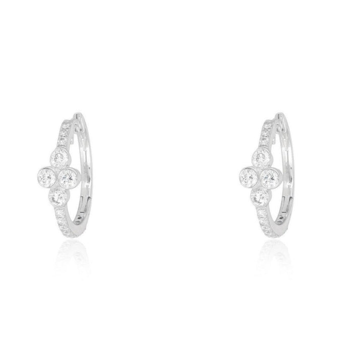 Petite Clover Diamond Huggie Hoop Earrings in 14K Yellow Gold