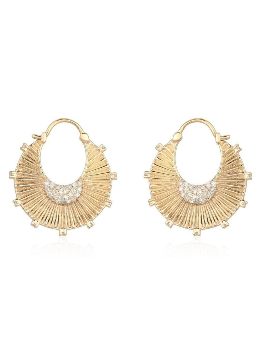 Aurora Gem Hoop Earrings in 14K Yellow Gold