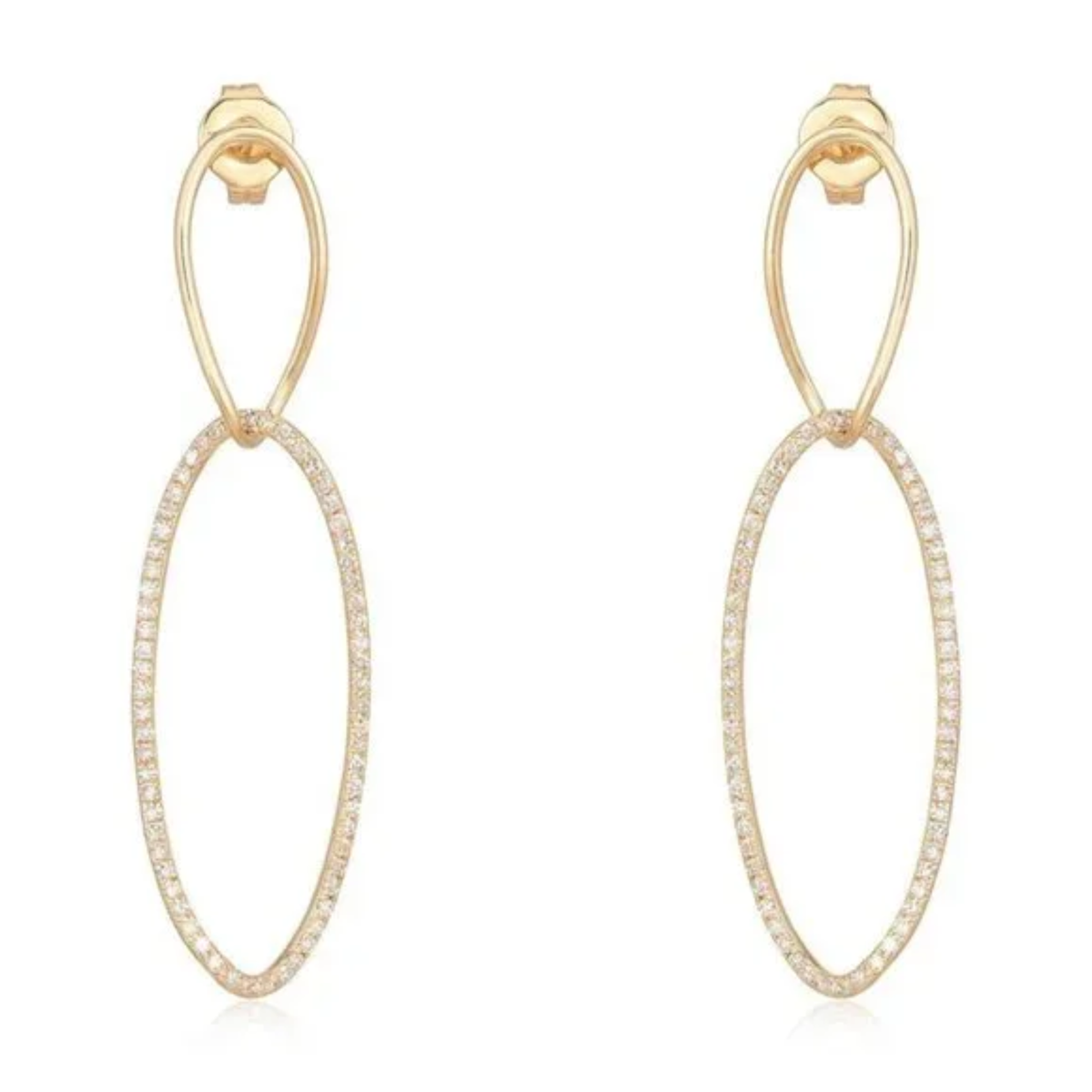 Charm Diamond Halo Drops Earrings in 14K Yellow Gold