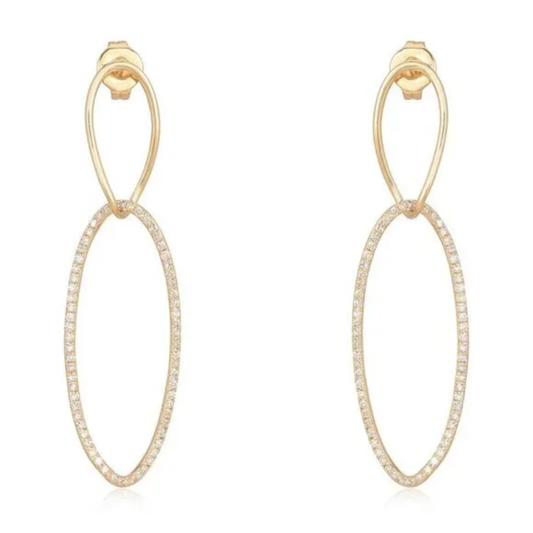 Charm Diamond Halo Drops Earrings in 14K Yellow Gold
