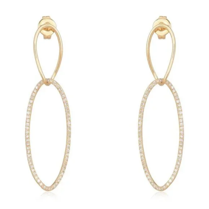 Charm Diamond Halo Drops Earrings in 14K Yellow Gold