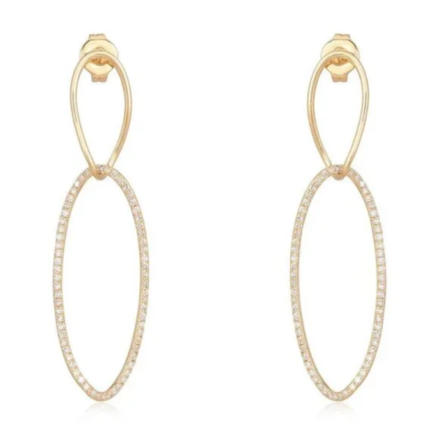 Charm Diamond Halo Drops Earrings in 14K Yellow Gold