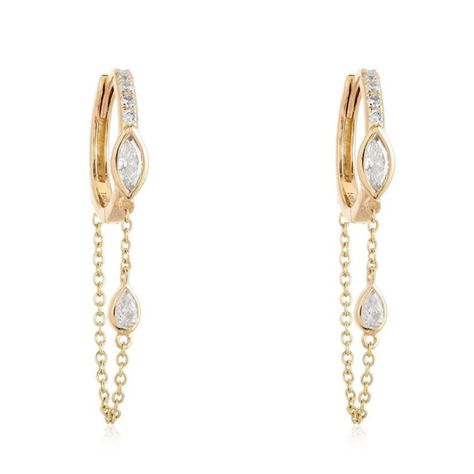 Iconic Golden Diamond Drop Earrings in 14K Yellow Gold