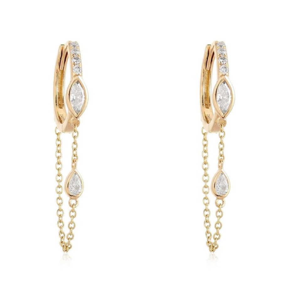 Iconic Golden Diamond Drop Earrings in 14K Yellow Gold