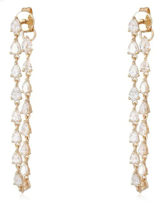 Pear Shape Diamond Hoop Earrings in 14K Yellow Gold