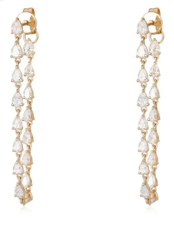 Pear Shape Diamond Hoop Earrings in 14K Yellow Gold