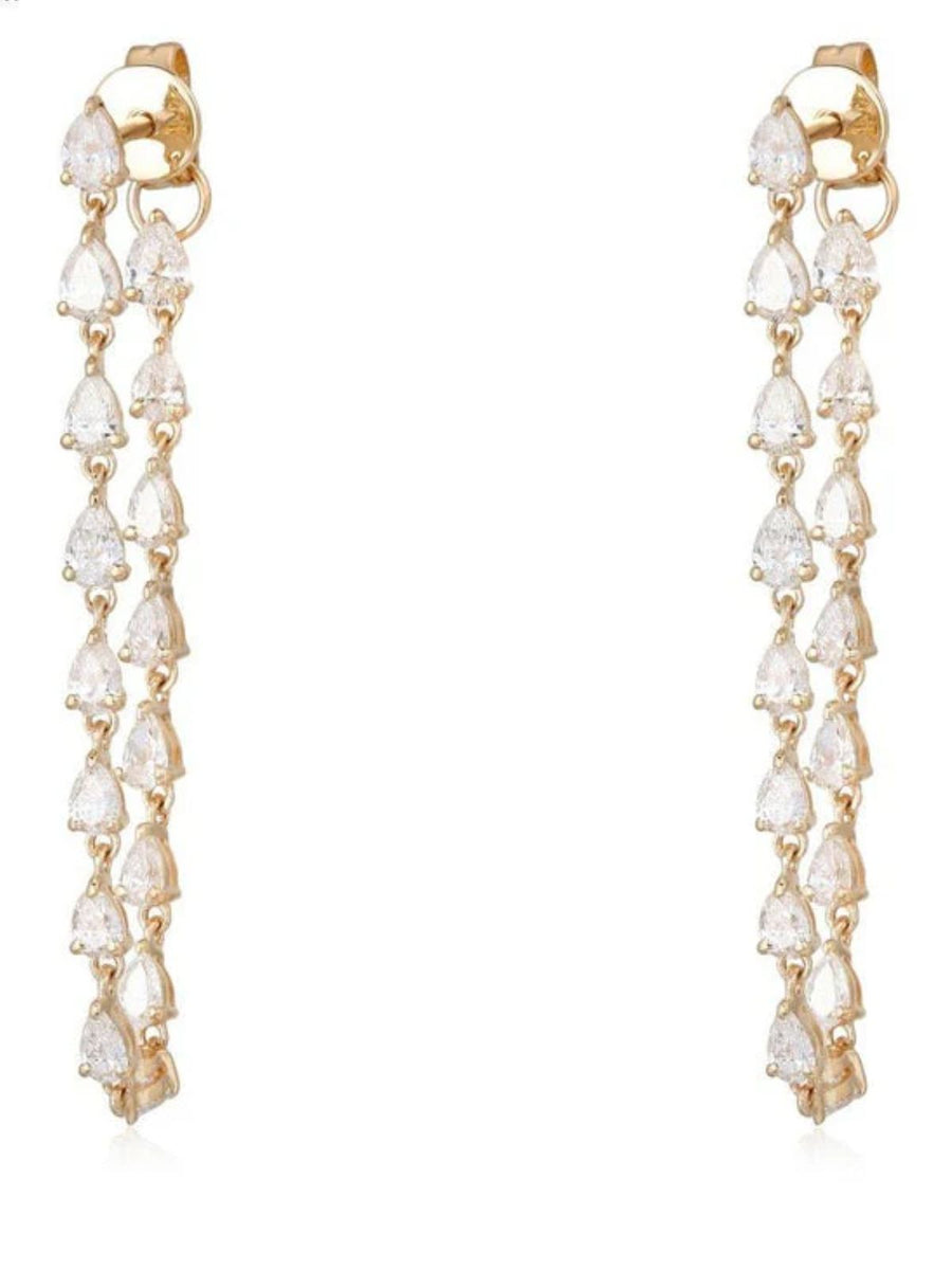 Pear Shape Diamond Hoop Earrings in 14K Yellow Gold