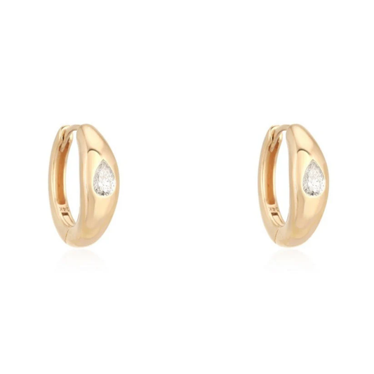 Illumination Pear Diamond Huggies Earrings in 14K Yellow Gold