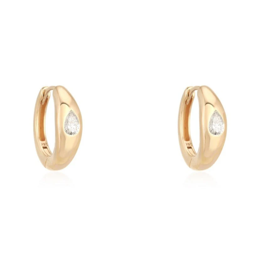 Illumination Pear Diamond Huggies Earrings in 14K Yellow Gold