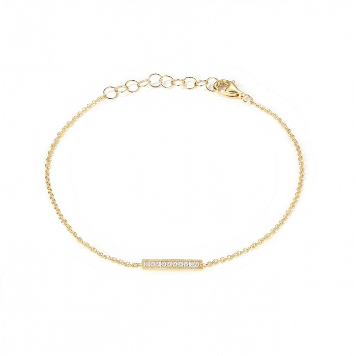 Tiny Dots Bar Diamond Bracelet in 14K Gold