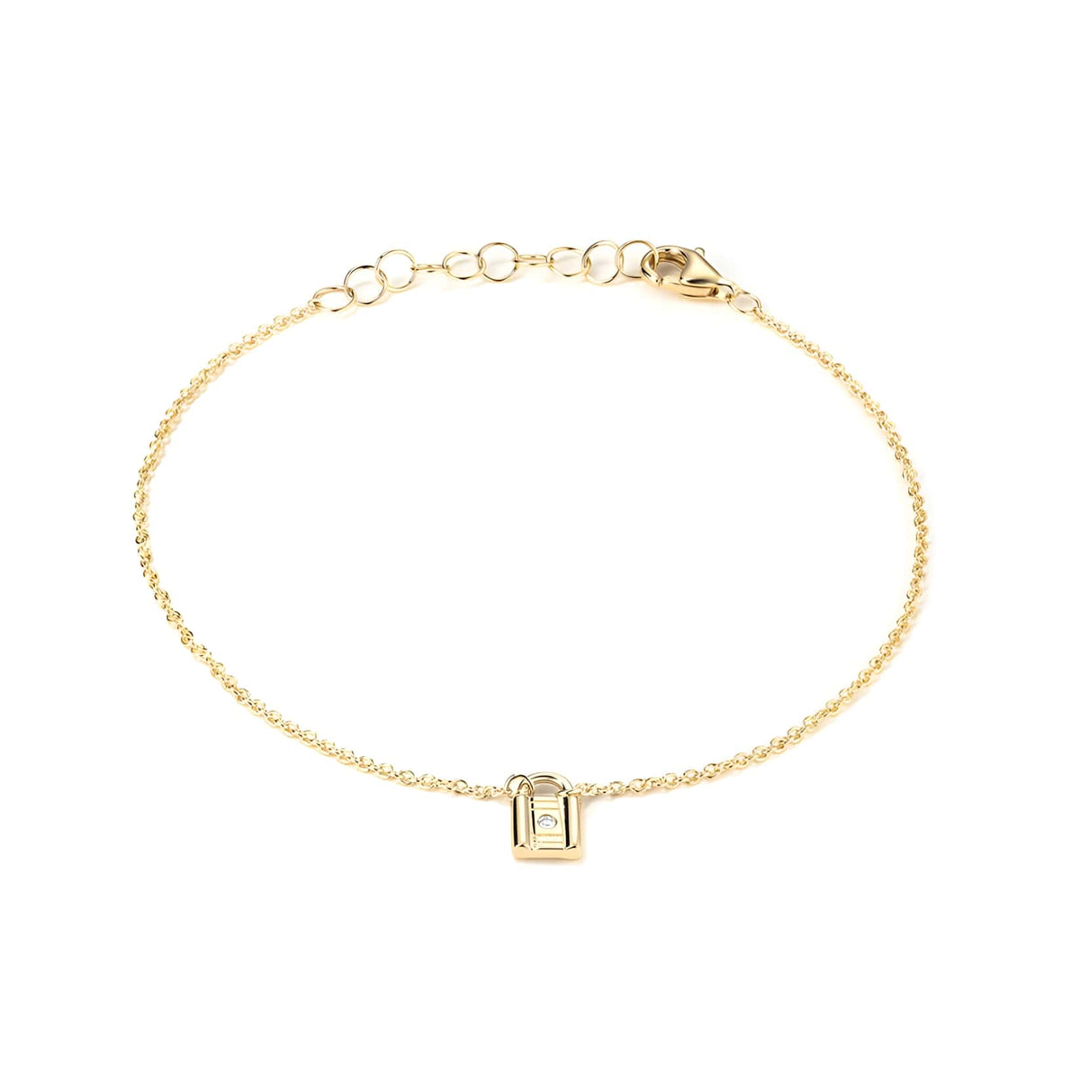 Mini Lock Diamond Bracelet in 14K Yellow Gold