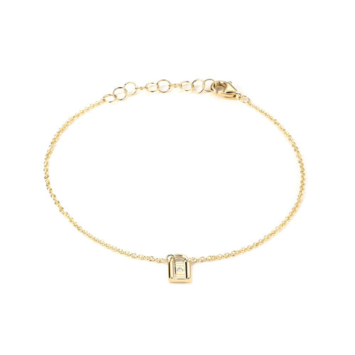 Mini Lock Diamond 14K (or 18k upon request) Yellow Gold Bracelet