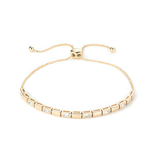 Baguette Bar Adjustable Diamond Bracelet in 14K Gold