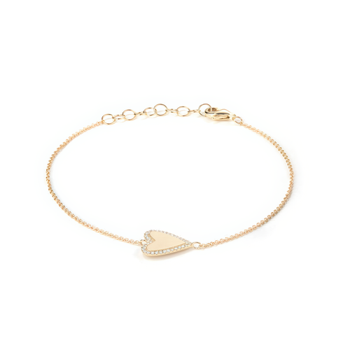 Diamond Heart Charm 14K (or 18k upon request) Gold Chain Bracelet