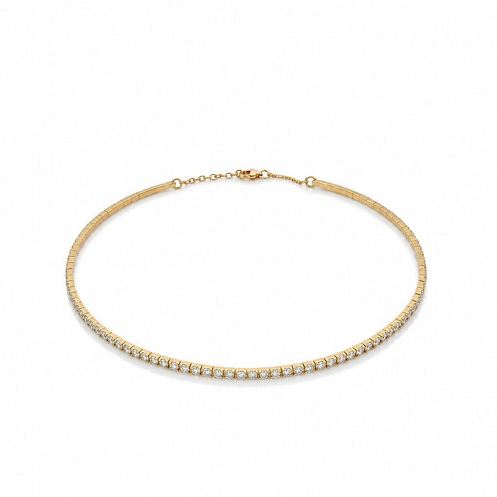 Diamond Line Choker 14K (18K Custom) Yellow Gold Necklace