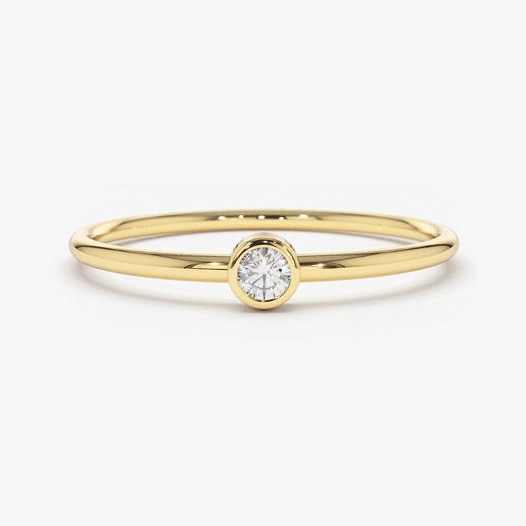 Solitaire Bezel Diamond Ring in 14K Yellow Gold