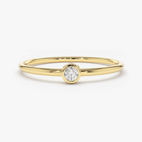 Solitaire Bezel 14K (or 18k upon request) Yellow Gold Diamond Ring