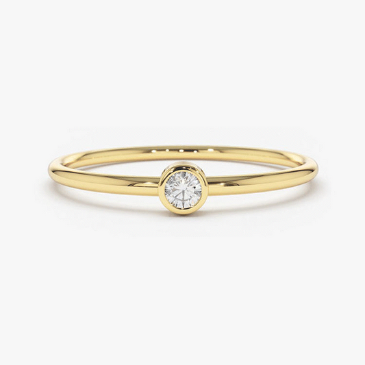 Solitaire Bezel Diamond Ring in 14K Yellow Gold