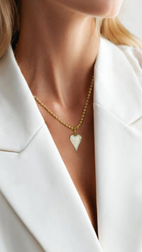 Eternal Flame Pave Heart Necklace in 14K Yellow Gold