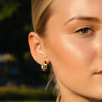 Eternal Gemstone Huggies Earrings in 14K Yellow Gold