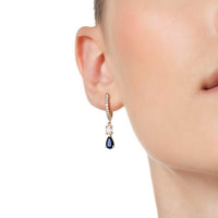 Midnight Sapphire Drop Earrings in 14K Yellow Gold
