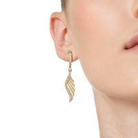 Celestial Wing Diamond Drop Earrings in 14K Yellow Gold