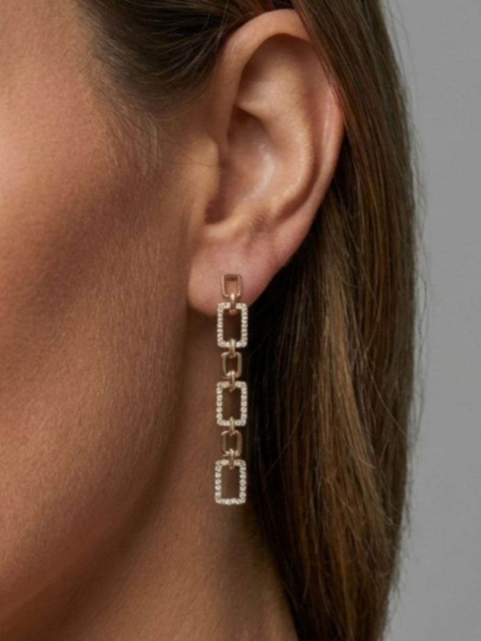 Diamond Comet Drop Earrings in 14K Yellow Gold
