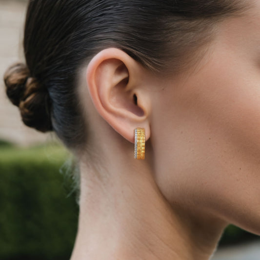 Classic Diamond Halo Circle Earrings in 14K Yellow Gold