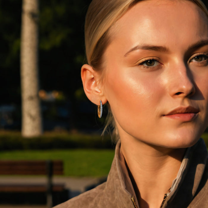 Classic Curve Diamond Hoop Earrings in 14K Yellow Gold