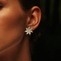 Blossom Radiance Diamond Flower Earrings in 14K Yellow Gold