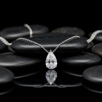 Pear and Heart Diamond White Gold Solitaire Pendant Necklace in 14K