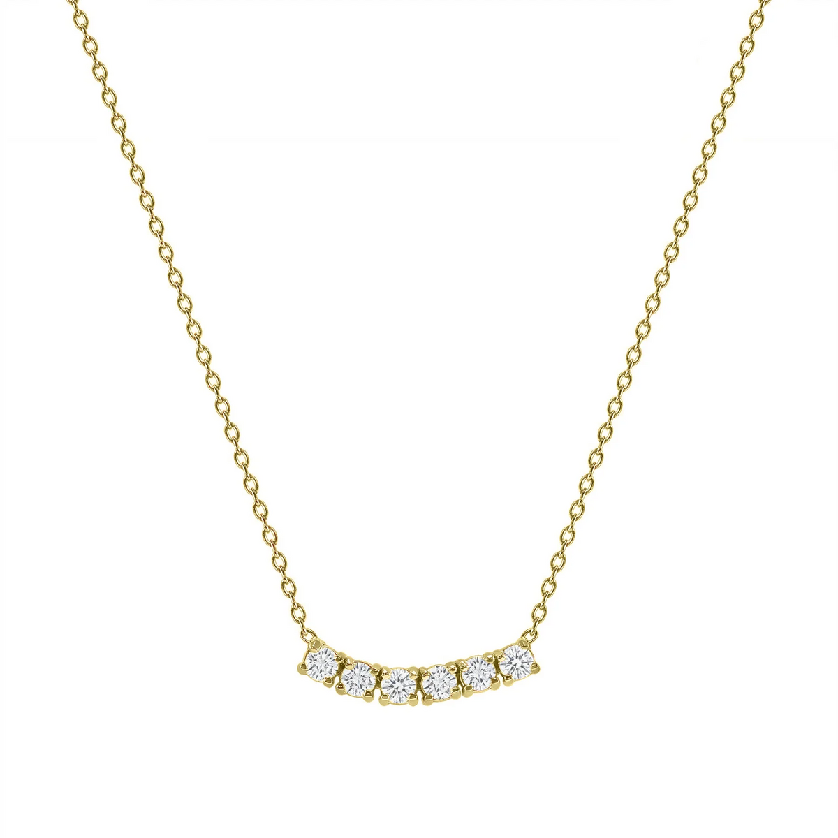 Petite Diamond Curved Necklace in 14K Gold